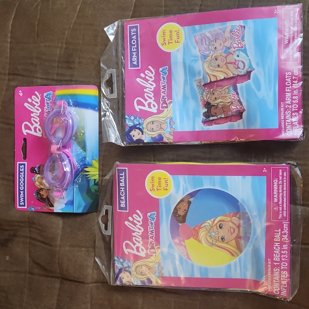 Barbie Dreamtopia Swim Accessories: Goggles, Floats, Beach Ball New In Pkg